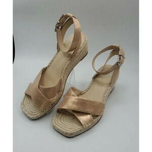 Vince Camuto Women Heel Wedge Shoes Open Toe Rose Gold Espadrille Sandal 9.5M